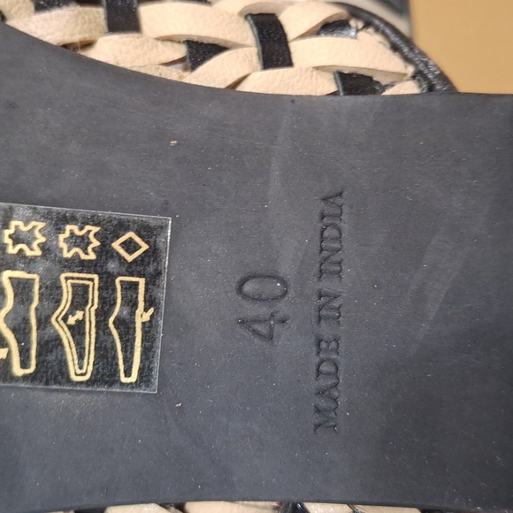 Anthropologie "Nisolo" go-to slip-on flats mules - woven leather - beige/black - Picture 7 of 11